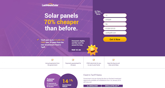 Last Minute Solar Website Homepage